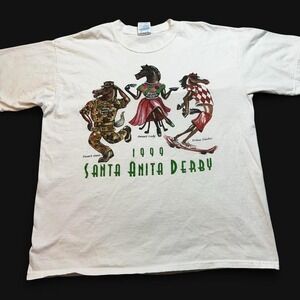 Vintage Santa Anita Derby 1999 horse racing double sided tshirt size XL